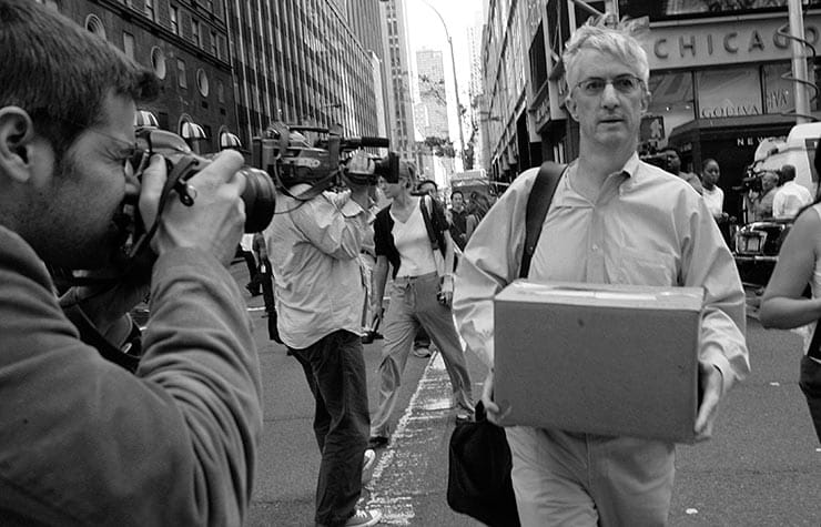 Lehman Brothers employees leave the firm’s New York offices after it filed for bankruptcy on September 15, 2008. | Mary Altaffer/AP Photo