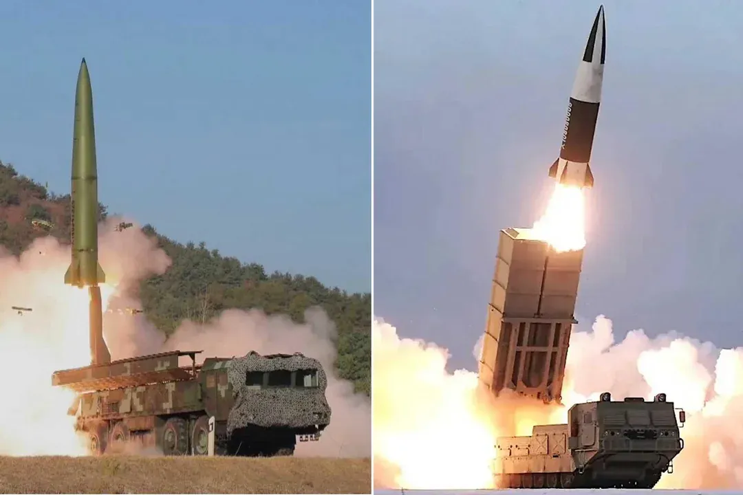 North Korea’s KN-23 (left) and KN-24 (right) short-range ballistic missiles.