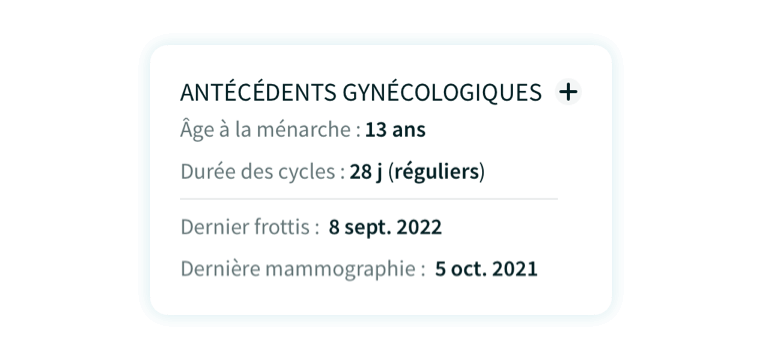 Odaiji - Antécédents gynécologiques et profil médical d'une patiente
