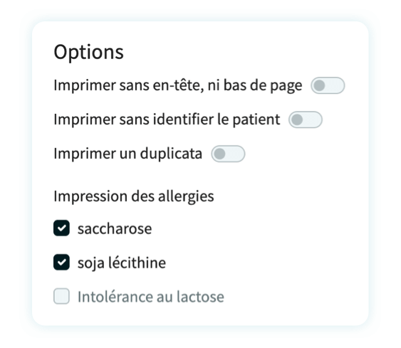 Imprimer une ordonnance avec les allergies médicamenteuses du patient