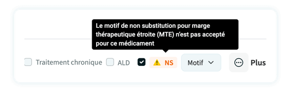 Vérification de l’applicabilité de la mention Non Substituable et de la validité du motif MTE