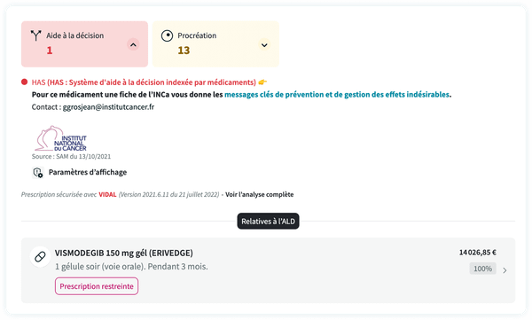 Intégration des Systèmes d’aide à la décision indexée par médicament (SAM)