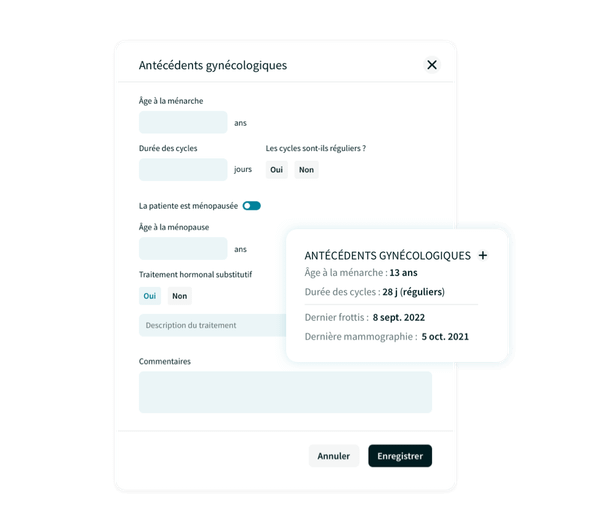 Antécédents gynécologiques et suivi des derniers examens prescrits