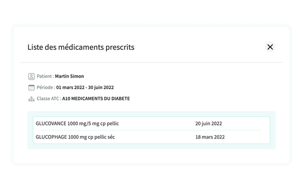 Rechercher les patients par médicament prescrit, classe thérapeutique ou substance active