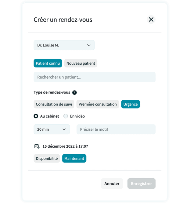 Enregistrer l’arrivée d’un patient dans votre agenda