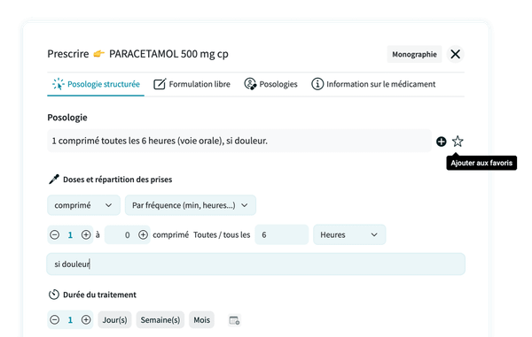 Enregistrer une posologie favorite