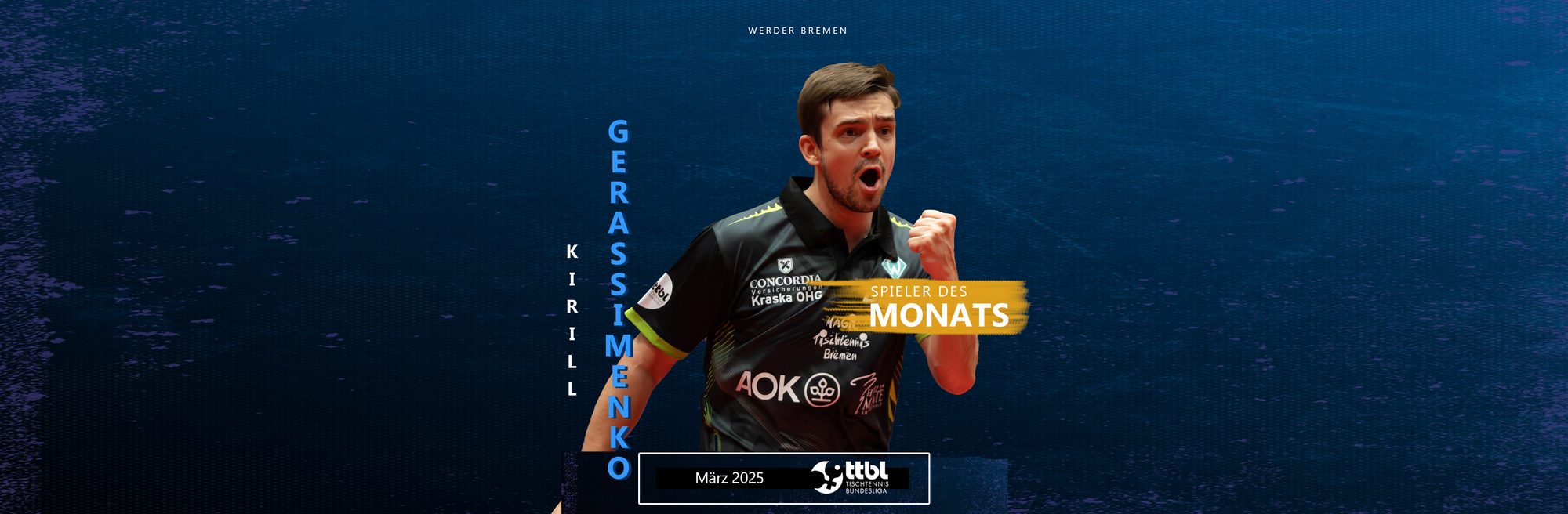 Der „TTBL-Spieler des Monats März“: Kirill Gerassimenko (Werder Bremen)