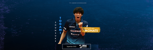 Der „TTBL-Spieler des Monats September“: Shunsuke Togami (TTF Liebherr Ochsenhausen)