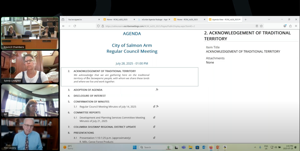 City Council Cliff Notes - July 28, 2025 - Salmon Arm