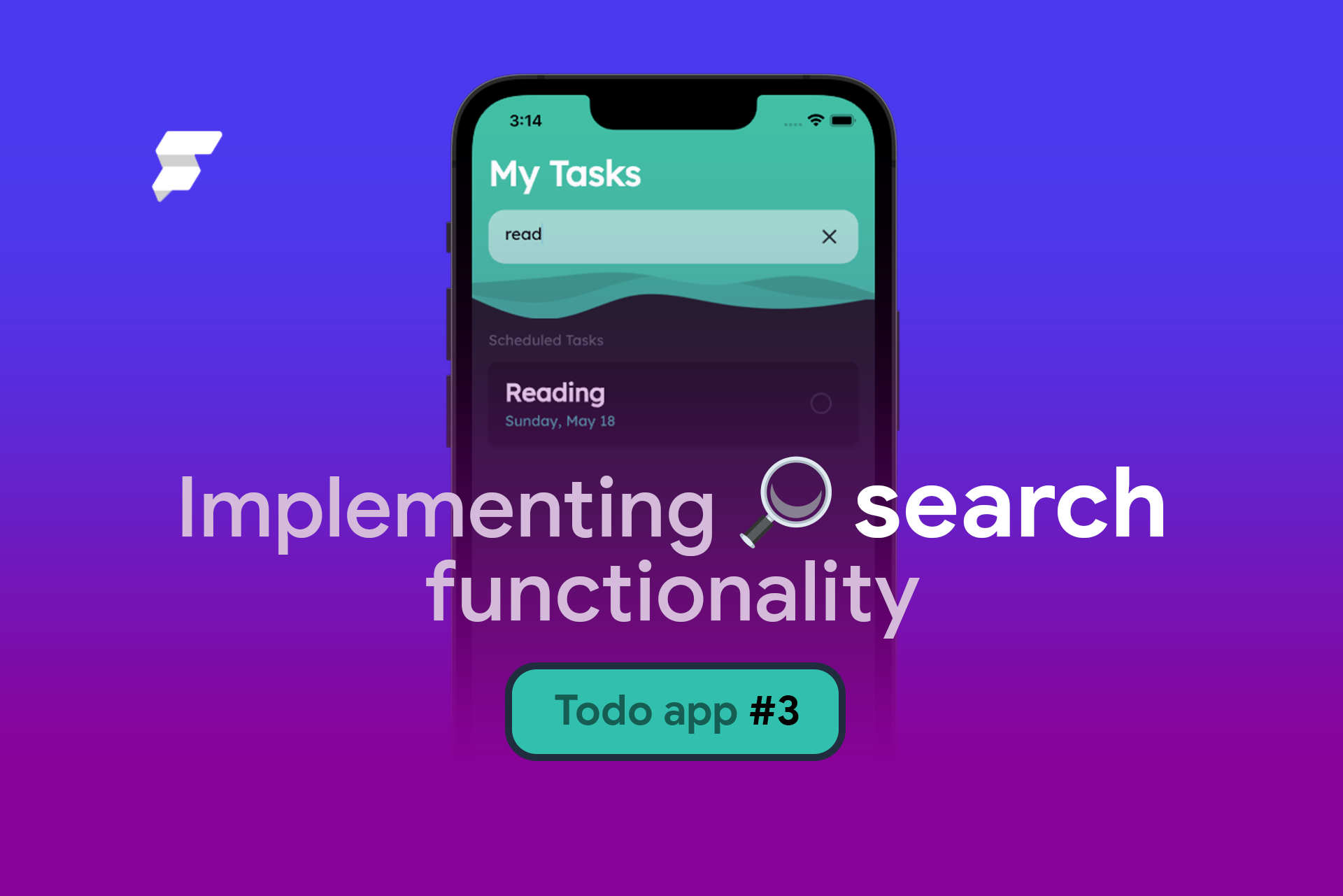 Blog post cover for implementing a search functionality to the Todo app