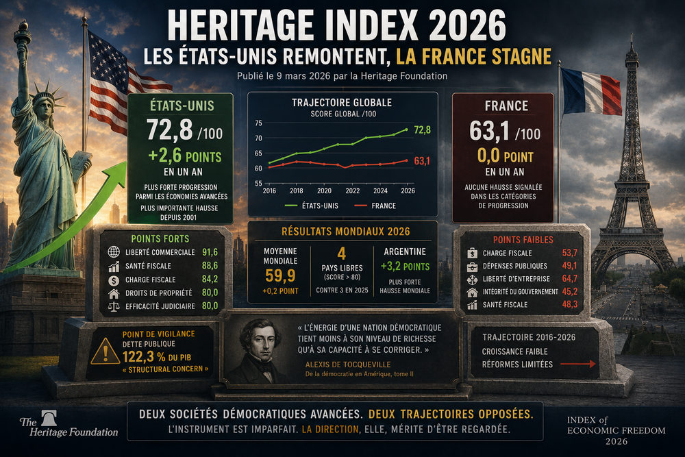 Heritage Index 2026 : les États-Unis remontent, la France stagne