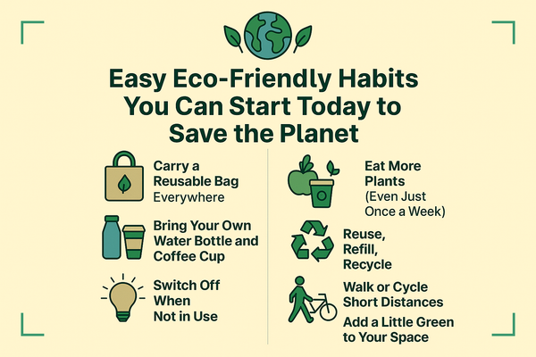 🌿 Small steps, big impact! Start your green journey today with these easy eco-friendly habits that help protect our planet every single day. 