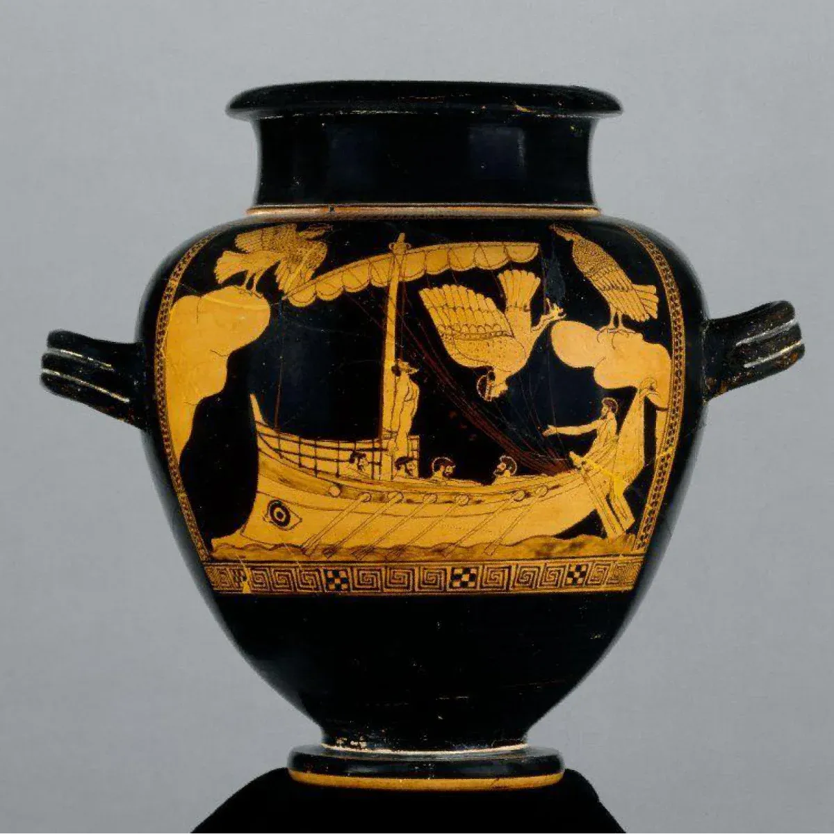 Le vaisseau d'Ulysse et les sirènes. Stamnos. 480BC-470BC. British Museum.