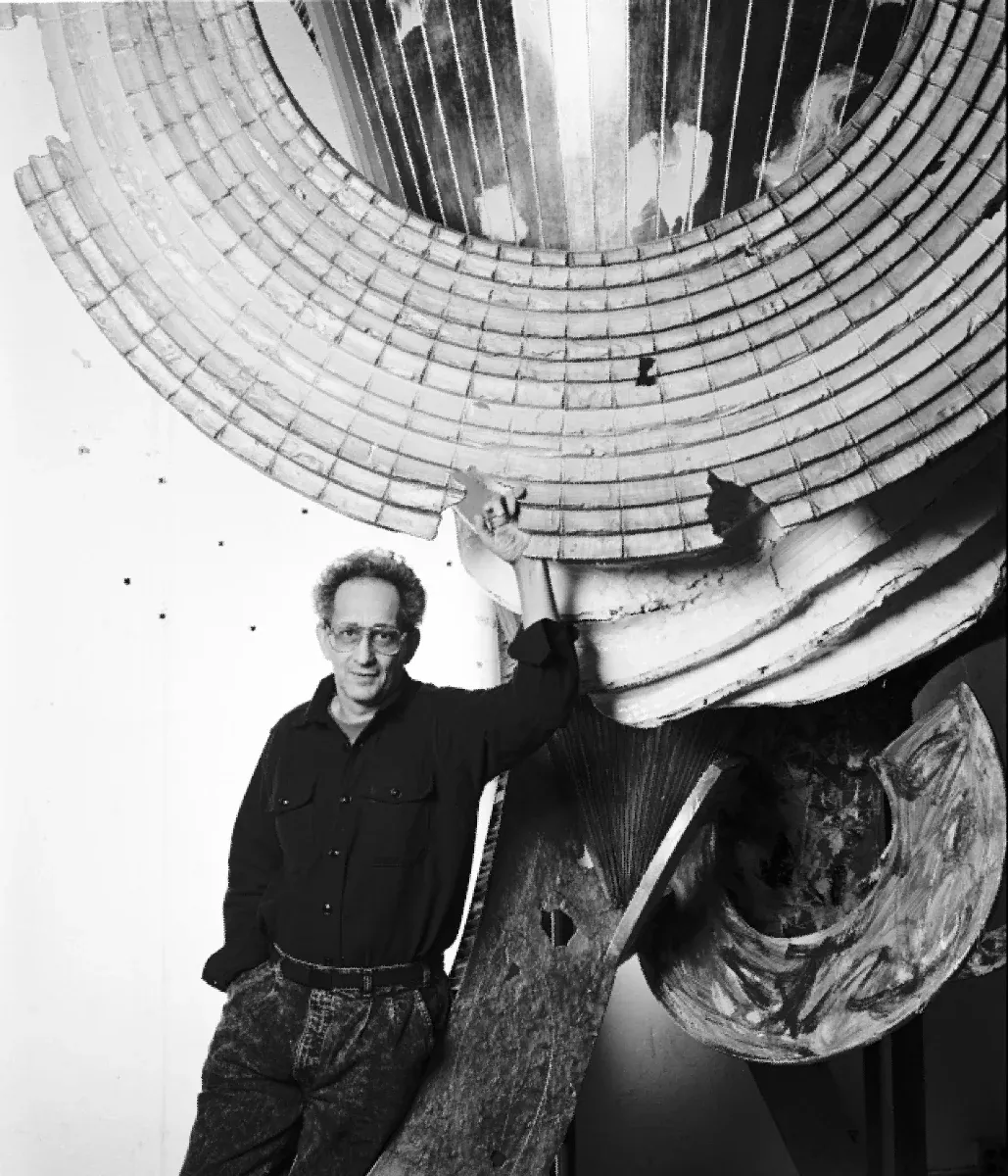 Frank Stella dans son studio. New York, 1987.