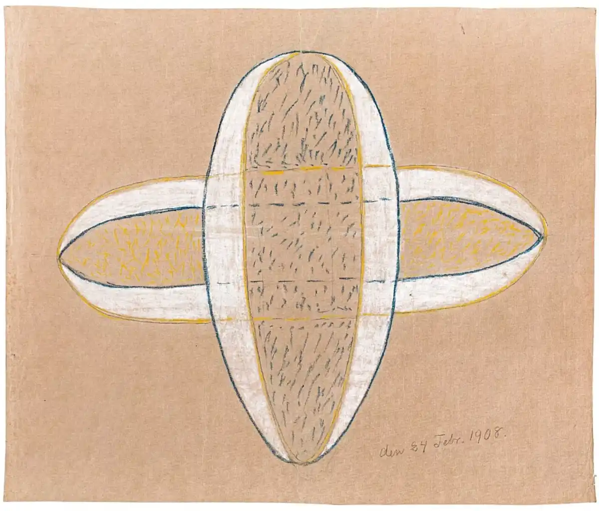 Hilma af Klint. Sans titre, Les Cinq (Titel saknas, De Fem).1908.