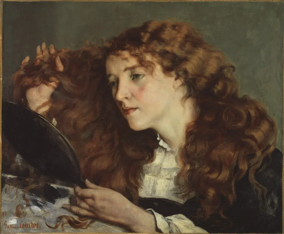 Gustave Courbet, Jo, la belle Irlandaise, 1865-1866. Huile sur toile, 55,9 × 66 cm. New York, The Metropolitan Museum of Art, collection H. O. Havemeyer (inv. 29.100.63). Le modèle est Joanna Hiffernan, compagne et modèle de Whistler. Première des quatre versions connues de la composition.