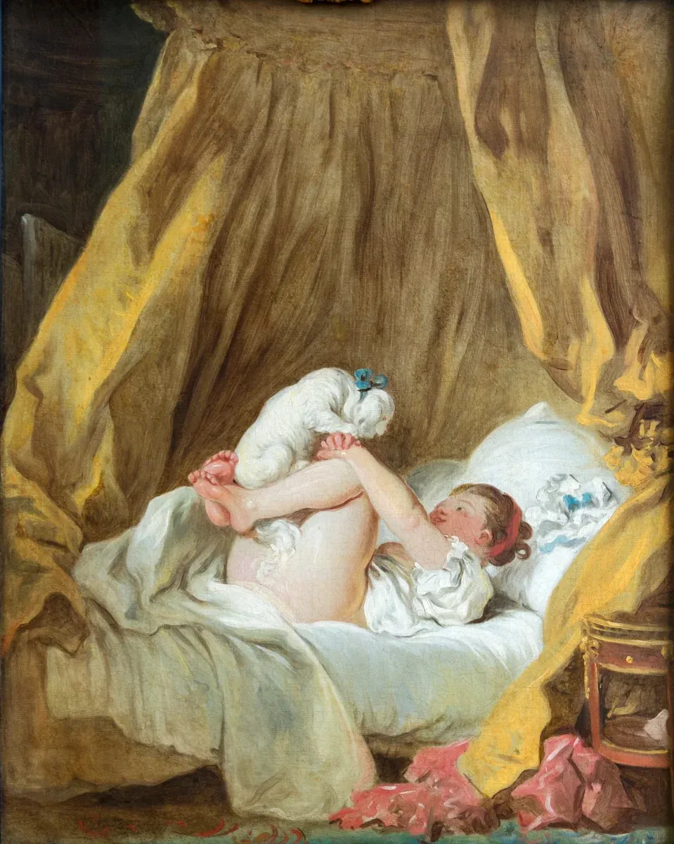 Jean-Honoré Fragonard (1732–1806) Jeune fille jouant avec un chien, vers 1765–1772 Huile sur toile, 70 × 87 cm.