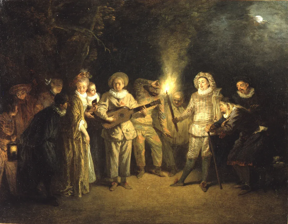 Antoine Watteau. L'amour au Théâtre italien. 1714.