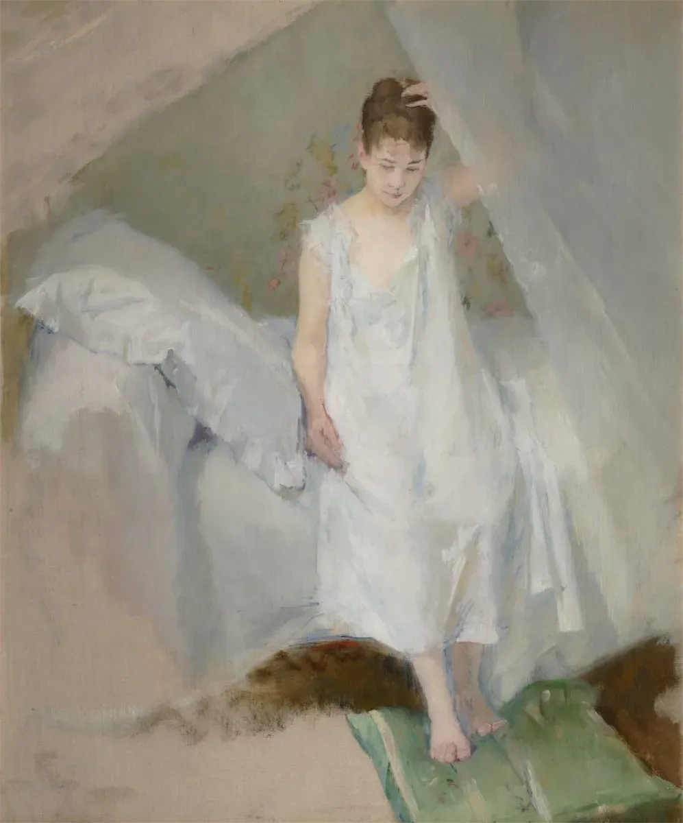 Eva Gonzalès, L’Alcôve, vers 1875–1878. Huile sur toile, 46,5 × 38,4 cm. Collection particulière. Modèle : Jeanne Gonzalès.