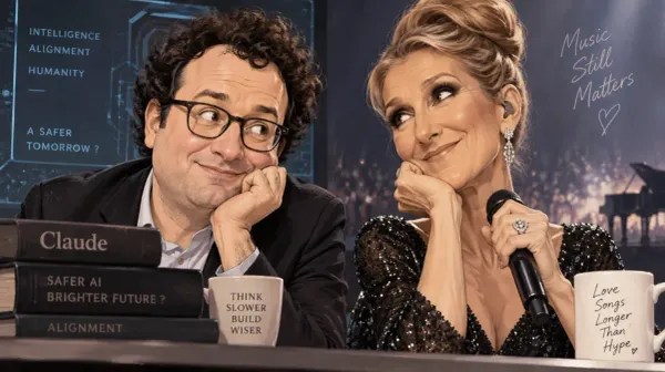 Dario Amodei et Céline Dion. Illustration.