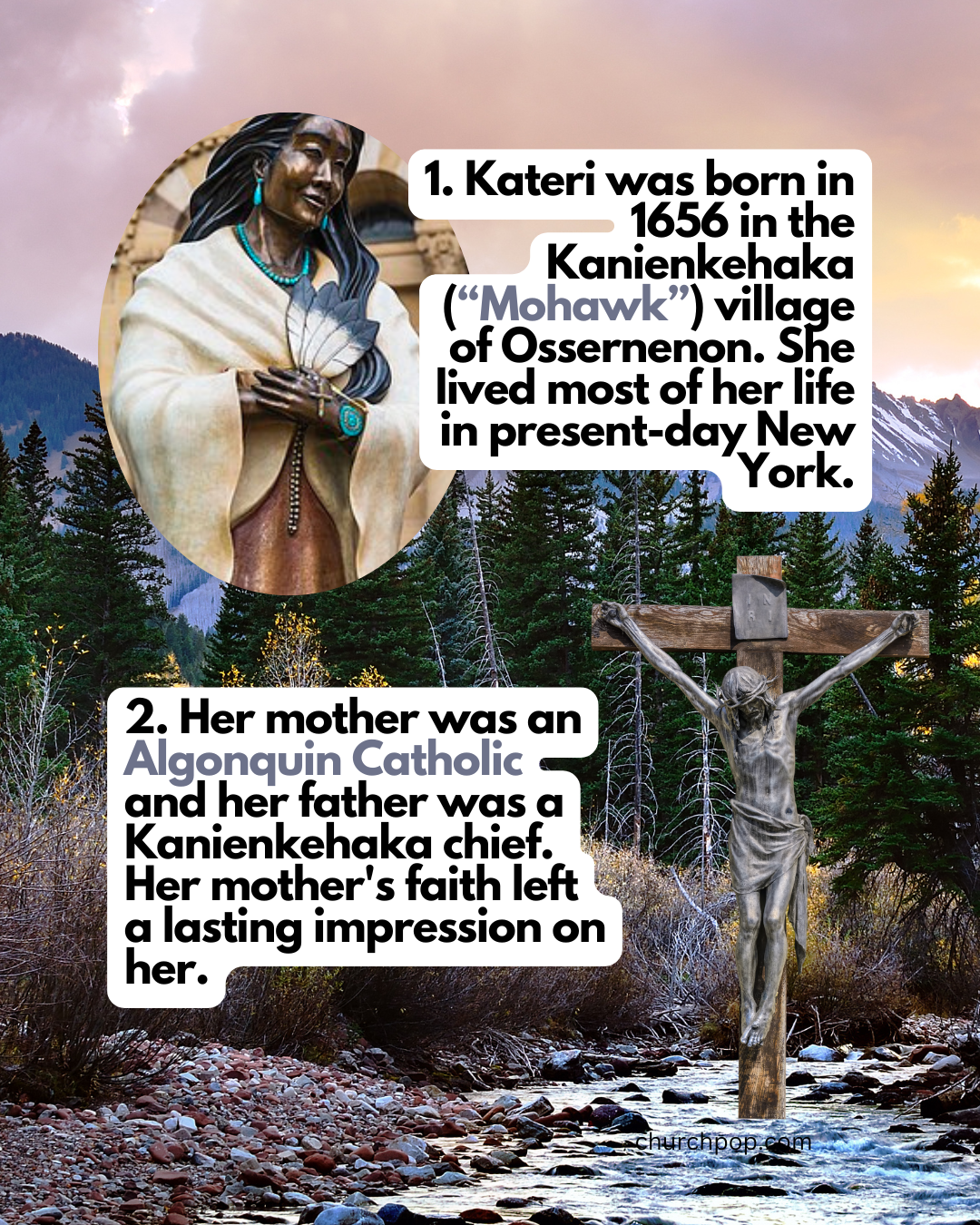 where was kateri tekakwitha born, kateri tekakwitha, where did kateri tekakwitha live