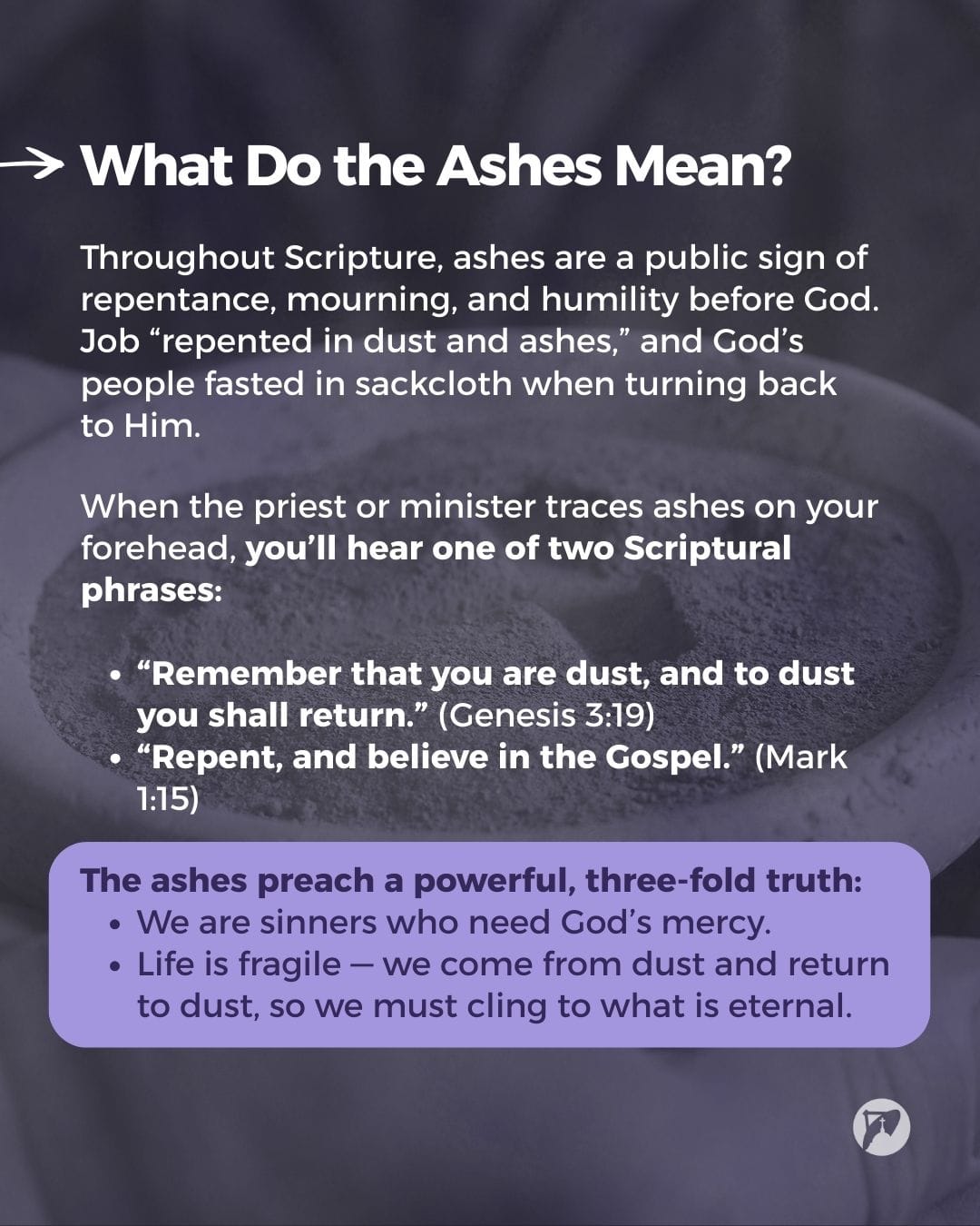 what do the ashes represent on ash wednesday