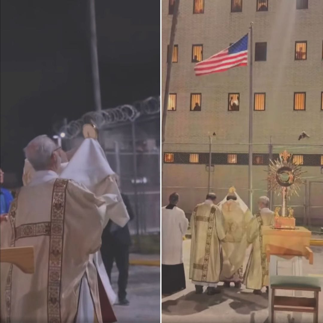 Eucharist Stops at County Jail to Bless Inmates During Corpus Christi Procession in Texas