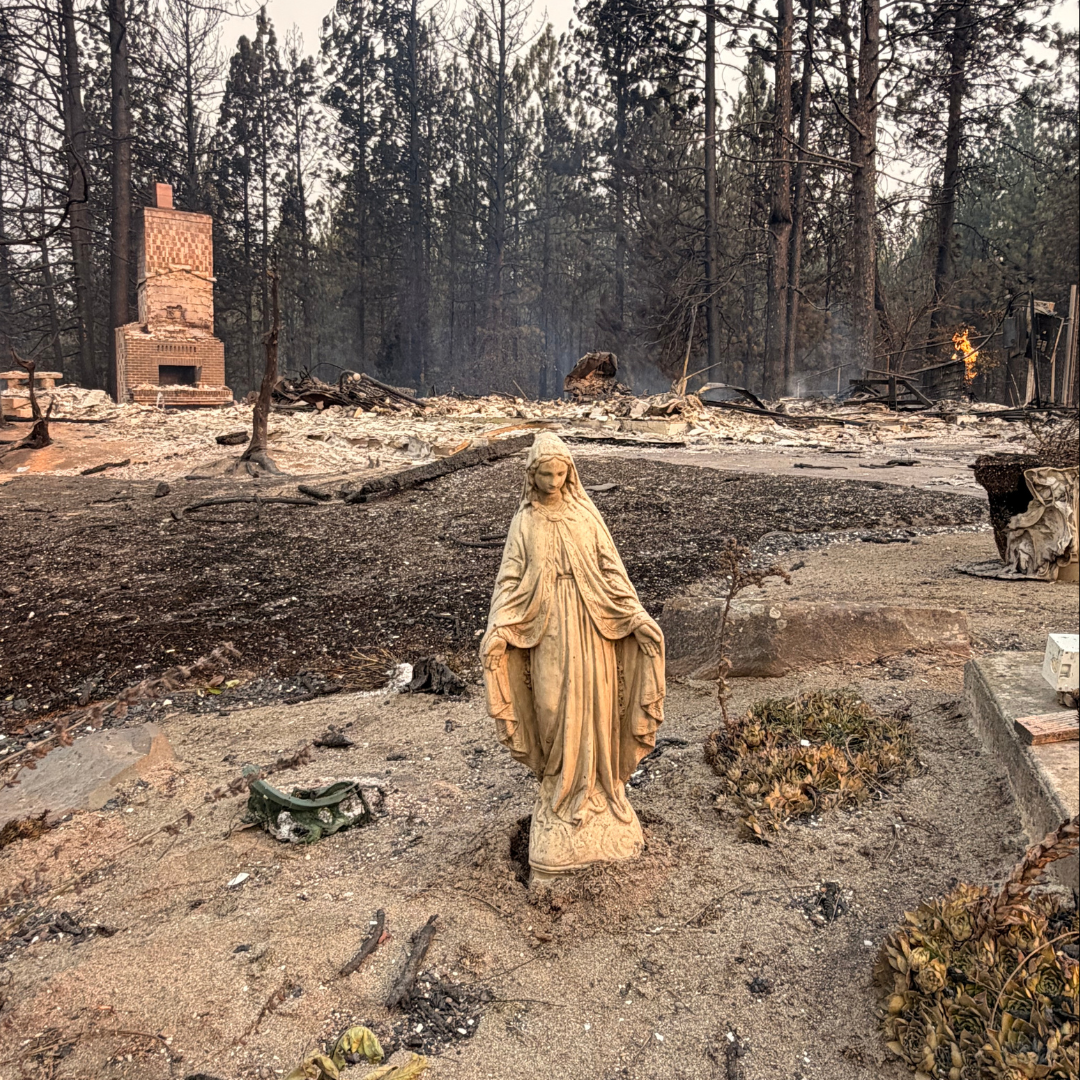 Everything Burned… Except Her: Virgin Mary Statue Stands Alone And Gives Hope After Fires Wipe Out Parts of Spokane