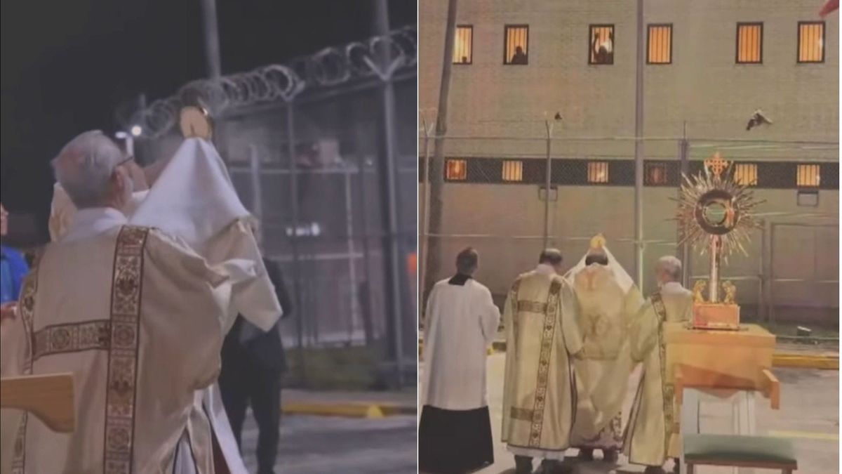 Eucharist Stops at County Jail to Bless Inmates During Corpus Christi Procession in Texas