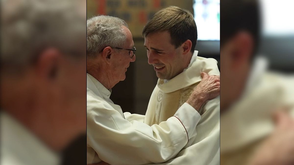 ‘I Love You, Too’: Newly Ordained Priest Tearfully Thanks Childhood Pastor in First Moments After Ordination