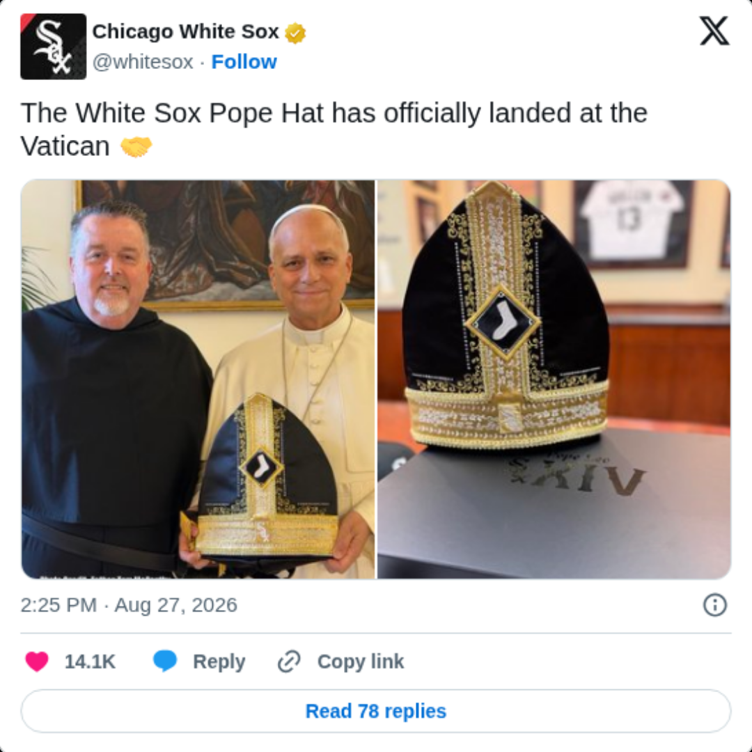 The White Sox Have Full Circle Moment at the Vatican as Pope Leo Receives One of Those Viral Pope Hats
