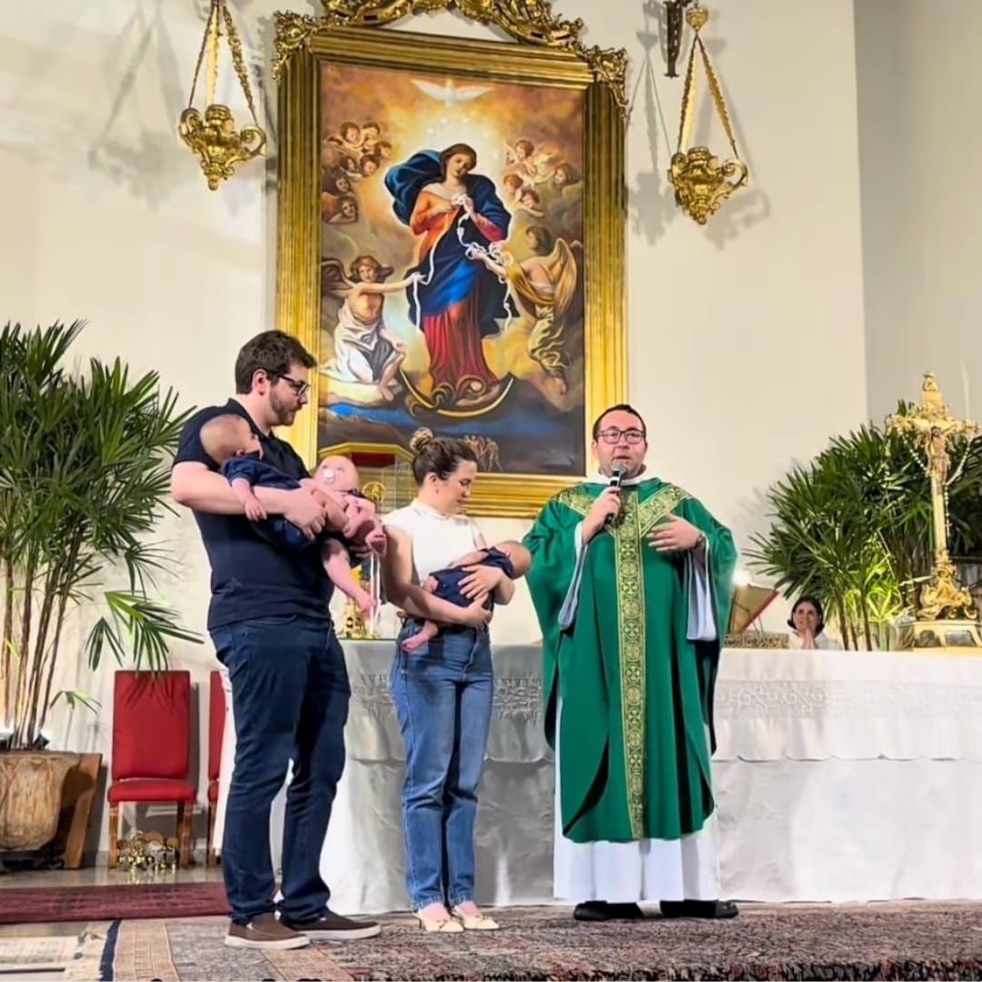 Triplets Go to Mass for the First Time—and Get the Sweetest Parish Welcome