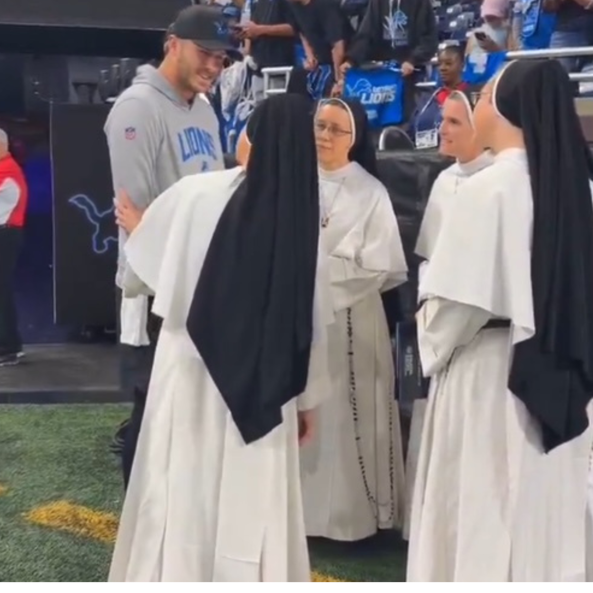 Dominican Sisters Go Viral Visiting Quarterback Jared Goff in an Ultimate Pregame Blessing