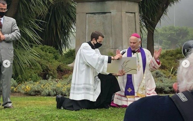 Abp. of San Francisco Performs Exorcism at Destruction Site of St. Junípero Serra Statue (Video Inside)