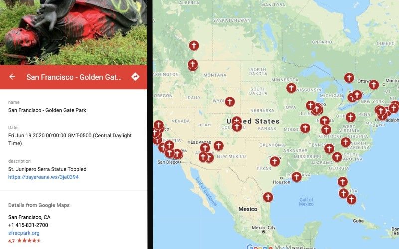 Interactive Map Tracks Attacks on Catholics in 2020 Throughout North America