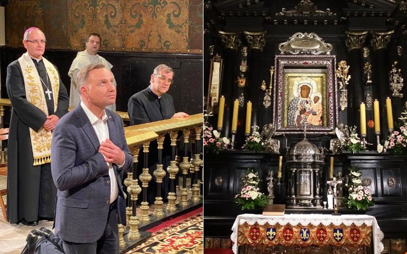 Polish President Entrusts Poland to Our Lady at Marian Shrine After Re-Election, Prays Evening Prayer