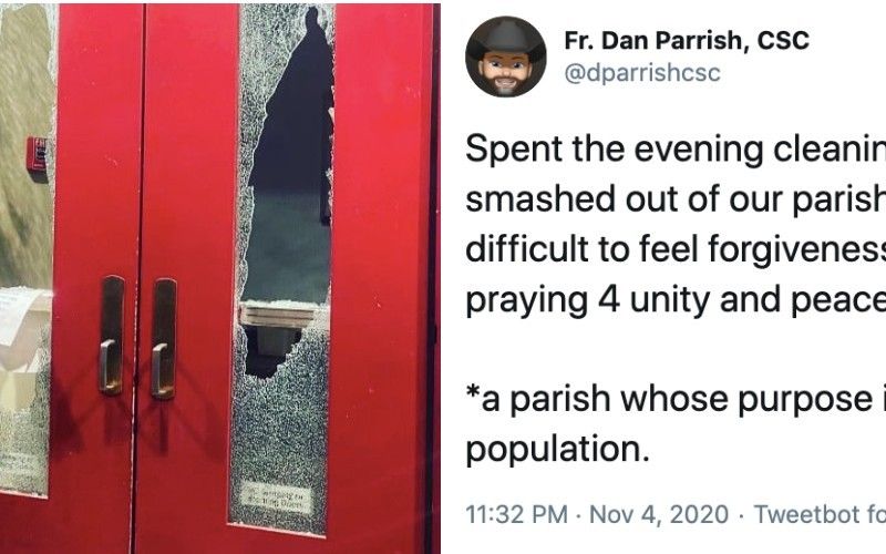 Vandals Smash Catholic Church Windows During Portland Riots on Wednesday