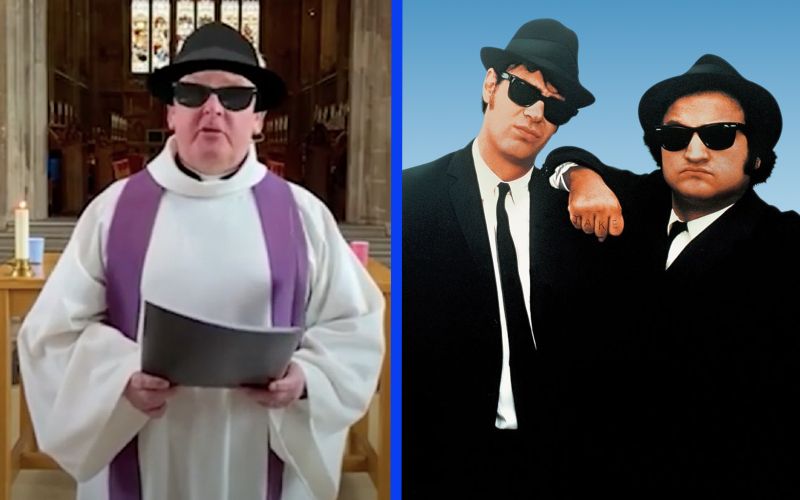 Priest Accidentally Uses Blues Brothers Filter During Livestream Service in Viral Video