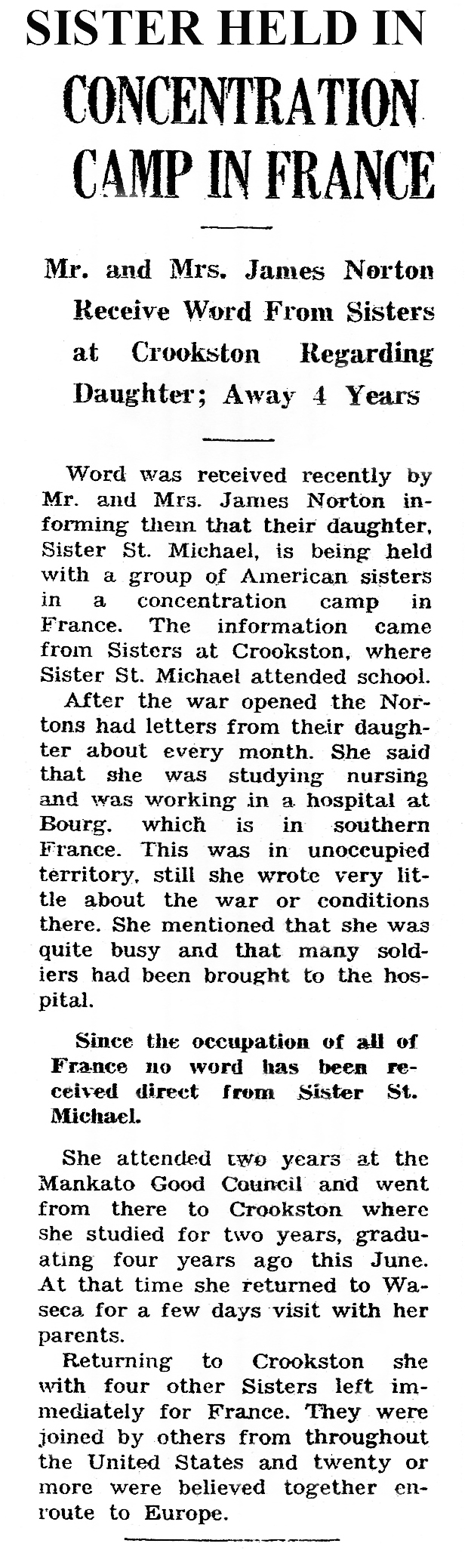 A newspaper clipping about my aunt's capture (click image to enlarge) / Richard G. Evans