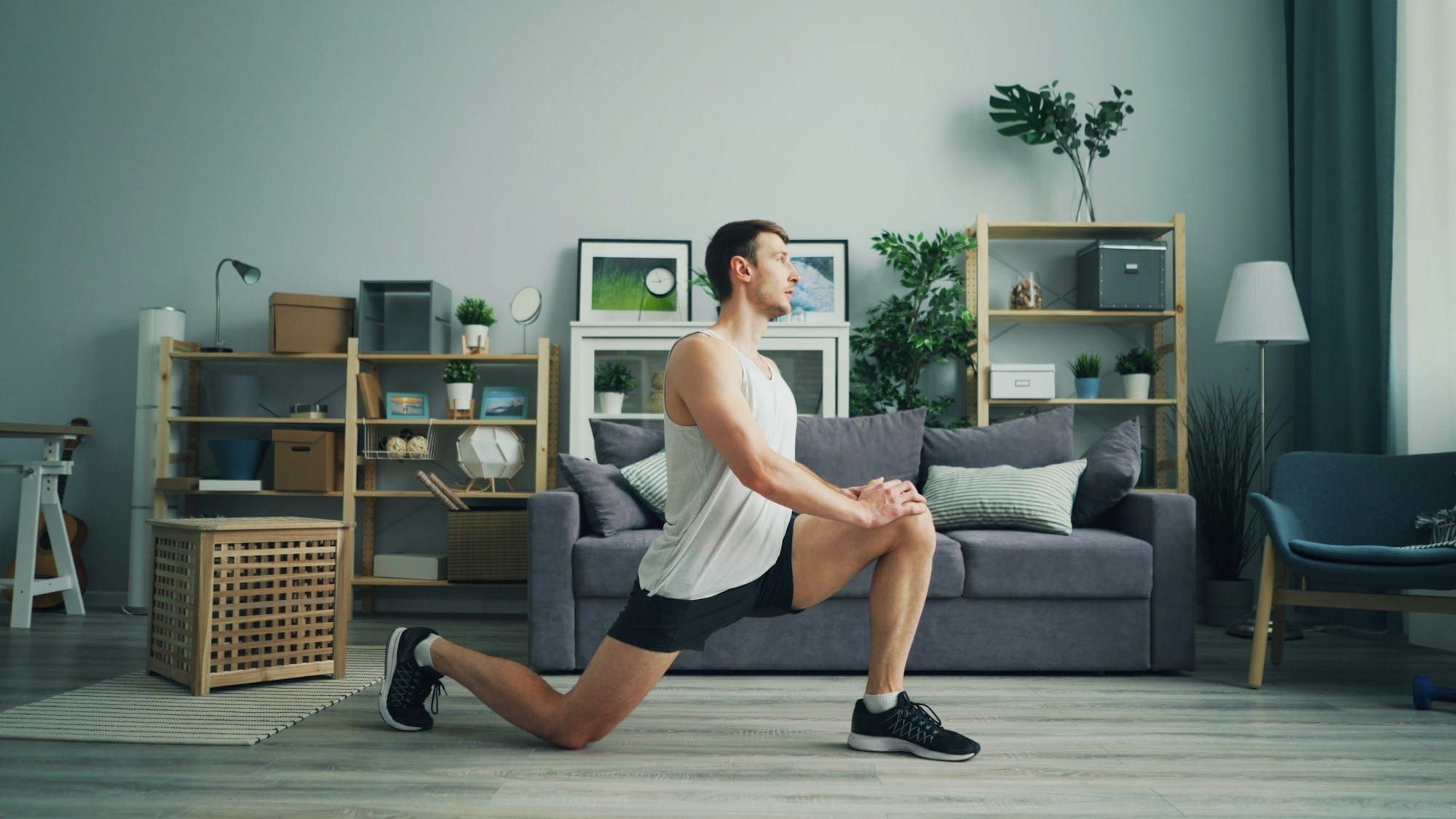 Image of man doing stretching exercise