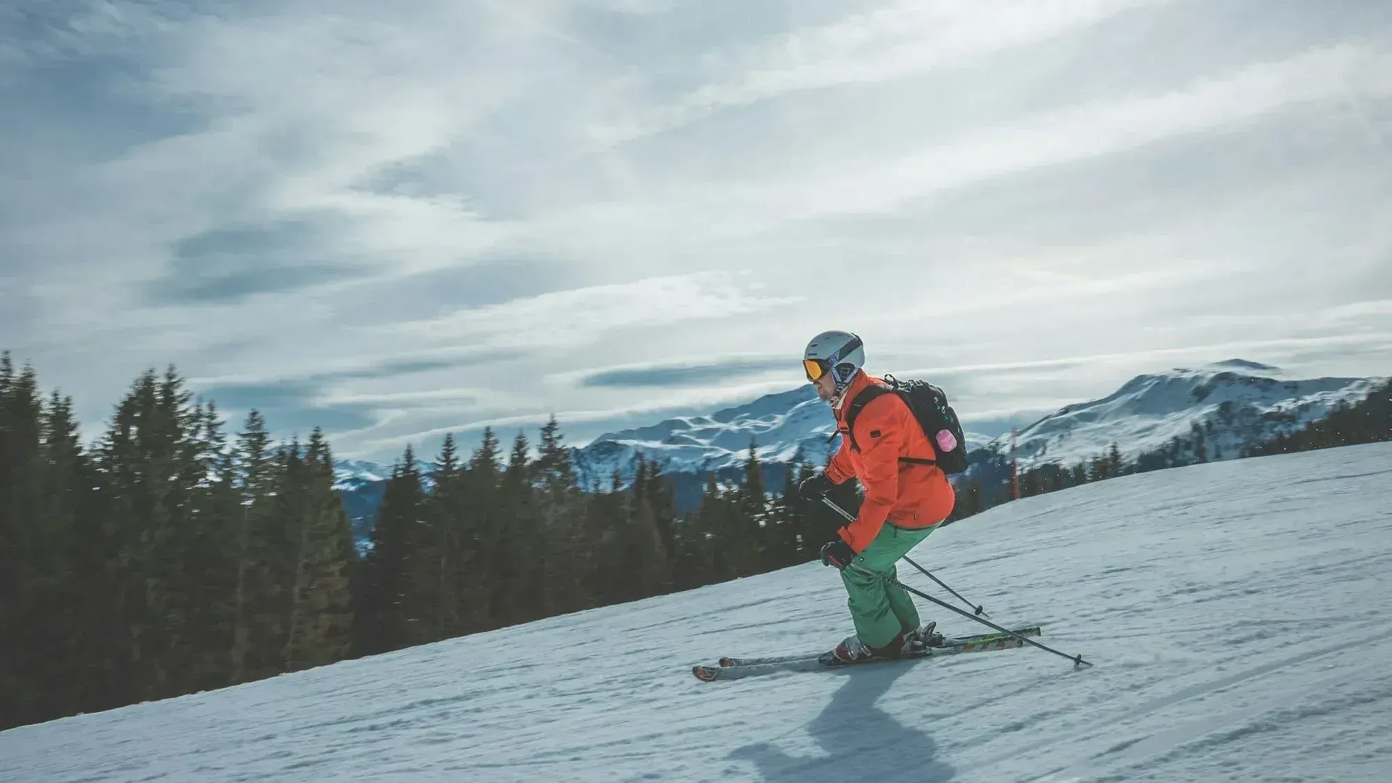 Photo of skier going down mountain
