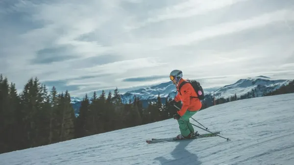 Photo of skier going down mountain