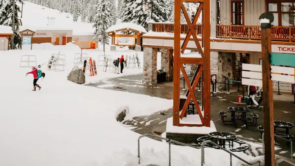 front of ski lodge ner lift tiket window