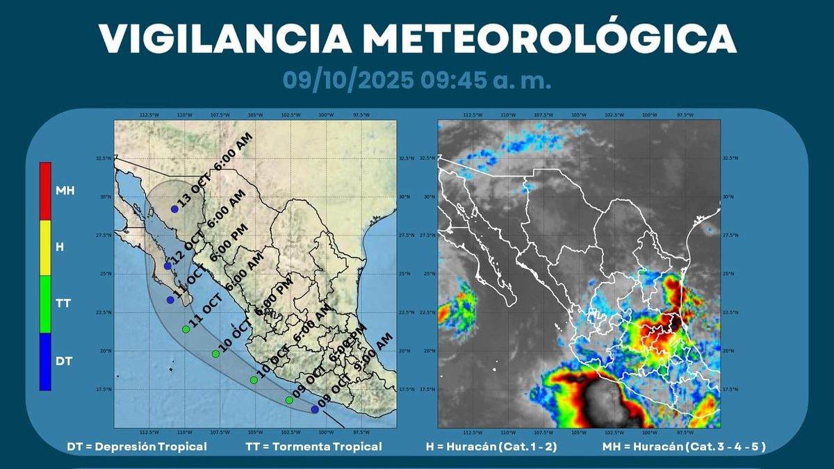 Formación de la Depresión Tropical 17-E en el Pacífico Mexicano