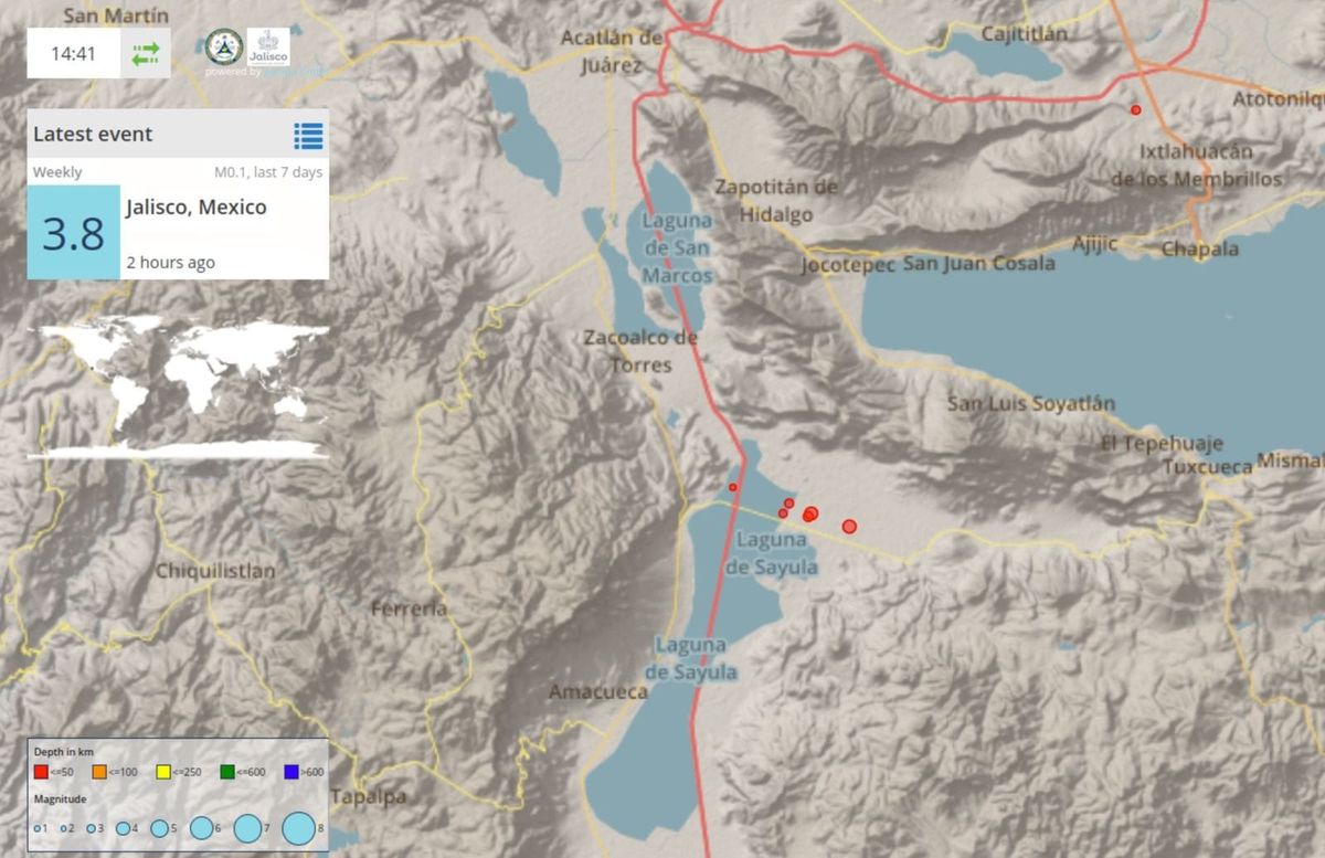 Se detecta actividad sísmica al sur del Área Metropolitana de Guadalajara