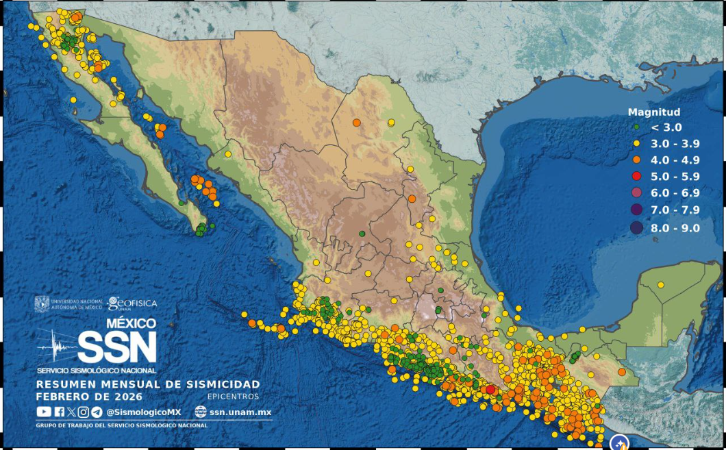 ¿Cómo se comportó la tierra en febrero? Conoce el reporte mensual del SSN