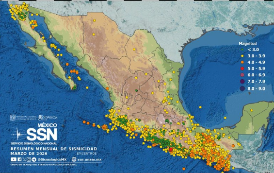 ¿Cómo se movió la tierra en marzo en México?