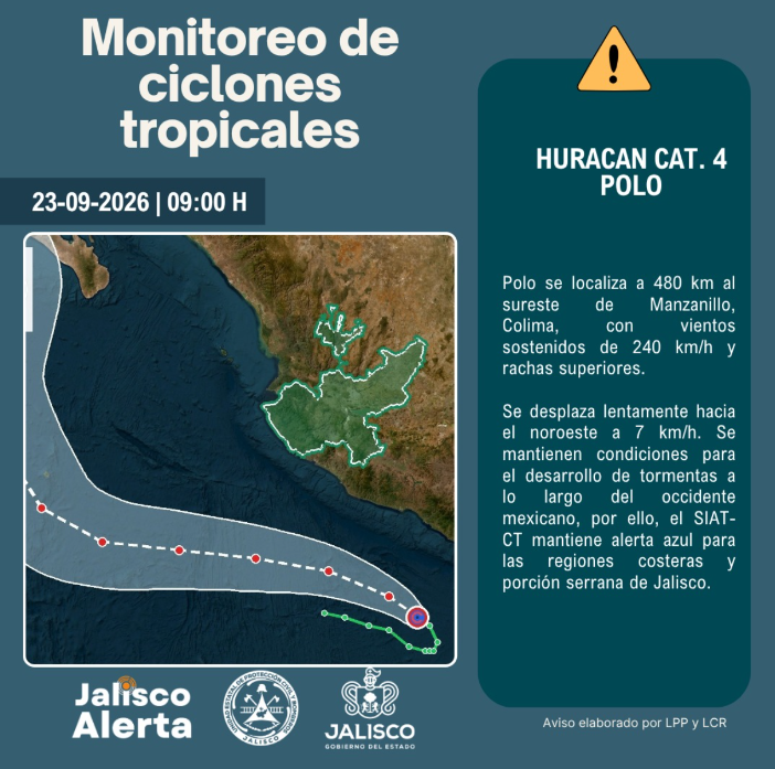 Polo continúa como huracán mayor frente a las costas del Pacífico mexicano