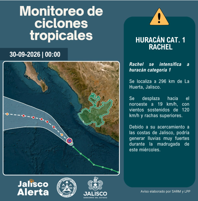🌀 Aviso especial 1 por huracán categoría 1 Rachel