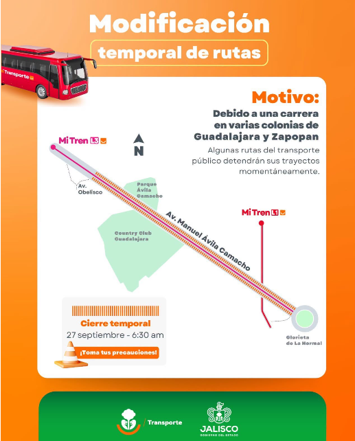 Dos carreras ocasionarán cierres viales y pausas en rutas de transporte este domingo